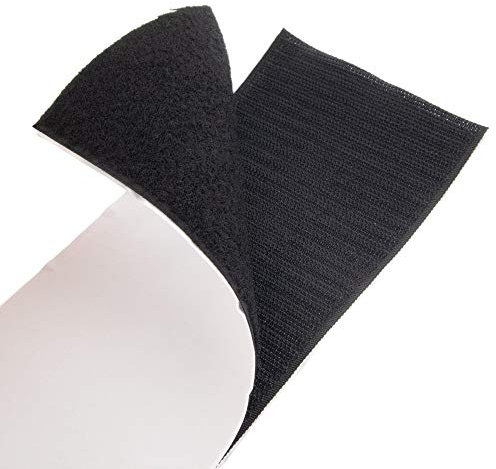 Klettband selbstklebend 1 Meter lang 100mm breit schwarz, Set Haken & Flausch