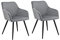 Juskys Esszimmerstühle 2er Set Tarje mit Rückenlehne & Armlehne, Metallbeine, Samt Bezug, bis 110 kg belastbar, 2 Stühle Esszimmer Küche Küchenstühle - hellgrau