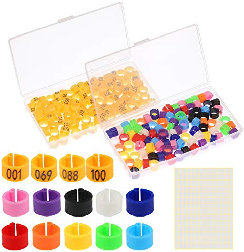 HAKOTOM 200Stk Taube Fuß Ringe Vögel Fußring Spiralring 8mm Klemmringe Kunststoff Beinring Geflügel Beinbänder Identifikation Bein Ringe zum Markierung für Papagei Wachtel Küken Brüterei Bauernhöfe