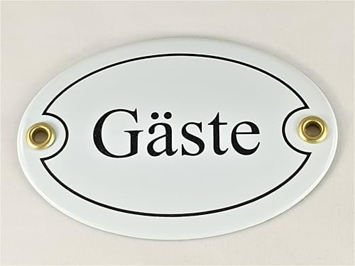 Ovales Türschild Emaille  Gäste , 10,5x7,0cm