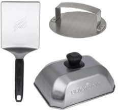 Blackstone 5462 Hamburger-Set (3-teilig), schwarz | Blackstone® 5462 Metall Flipper Spatel Pfannenwender Basting Cover Hamburgerpresse Patty Edelstahl Grillzubehör