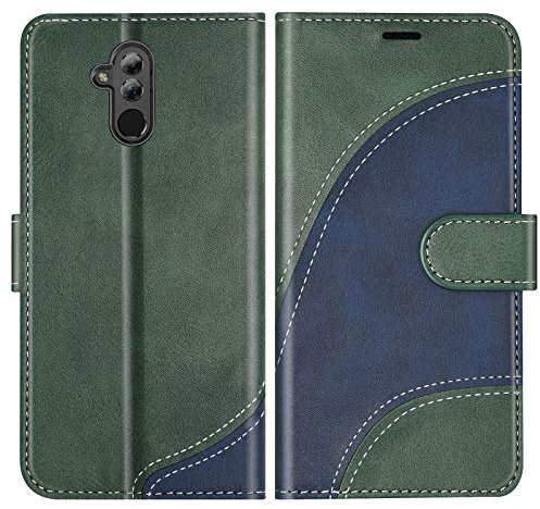 BoxTii Cover per Huawei Mate 20 Lite, Custodia in PU Pelle Portafoglio per Huawei Mate 20 Lite, Magnetica Cover a Libro con Slot per Schede, Verde