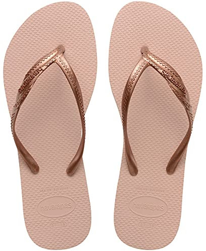 Havaianas Women's Metallic Cross-Over Flip Flops, Ballet Rose, 5 UK