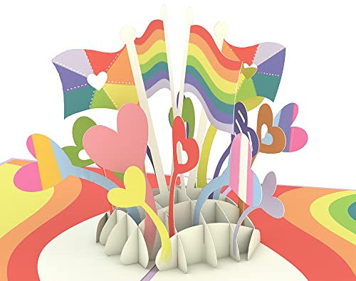 Lovepop® Karte Love is Love 3D Pop-Up Liebeskarte LGBTQ+ Christopher Street Day pride month June Queer Community | inkl. Umschlag & Versteckfach für Geld & Gutscheine