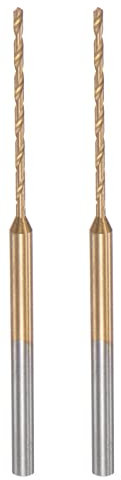 sourcing map 2Pcs Mini Twist Drill Bit, 1mm Micro Engraving Drill Bits, High-Speed Steel 2.35mm Shank Titanium Coated for DIY Resin, Amber and Wood