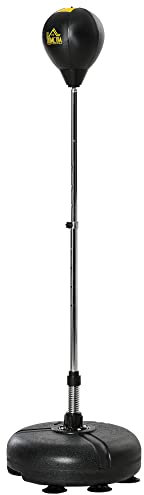 HOMCOM Sacco da Boxe Altezza Regolabile con Guanti Inclusi, Punching Ball per Adulti e Ragazzi, in PE e Metallo, 45x45x133-151cm, Oro