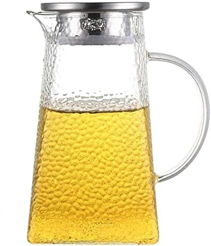 YQBUER Théière Théière 1200 ML Pichet en Verre Théière De Thé Glacé De Grande Capacité Très Adaptée Aux Bouteilles De Lait Et Au Thé Glacé Café Jus Résistant À La Chaleur