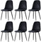 JYMTOM 6er-Set Samt Esszimmerstühle Wohnzimmerstuhl mit Rückenlehne Gitter-Design Sessel Scandinavian Vintage Esstischstuhl aus Samt mit Metallbeine (6, schwarz)