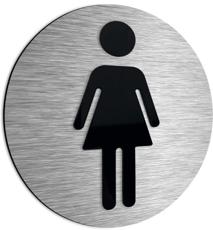 ALÚMADESIGNCO Mujeres Cartel Baño - Baños De Mujer Cartel WC - Carteles Señoras - Femeninos Señal/Pictograma Aseo, Placa Metálica/Acrílica para puerta - 120 x 120 mm