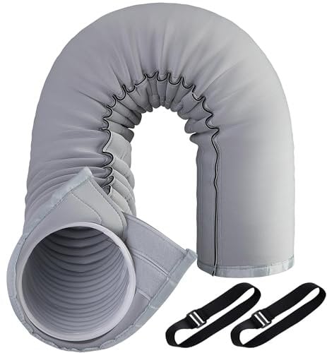 RunNico Portable AC Hose Insulation Sleeve, Fits 5 & 5.9 Diameter Exhaust Hose, Easy Installation AC Duct Insulation Wrap, Light Gray