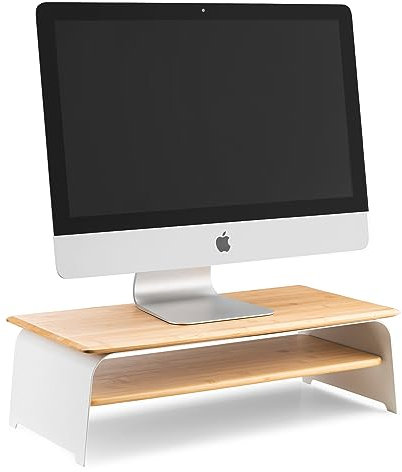 Kos Design Monitorständer - Laptop Ständer für den perfekten Arbeitsplatz , Ergonomischer weißer Desk Stand für PC Monitor , iMac und Bildschirm - Ein Organizer für einen aufgeräumten Schreibtisch.