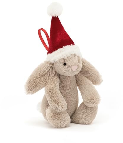 Jellycat Bashful Christmas Bunny Decoration - H : 13 cm x L : 5 cm