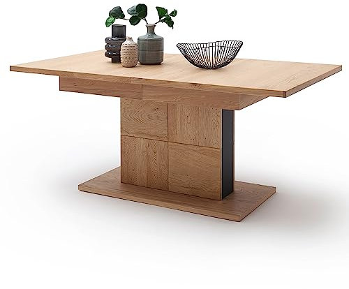 Lomadox Esstisch Ausziehtisch mit Säule, 180-280 cm, in Eiche Bianco teilmassiv, B/H/T ca. 180/78/100 cm