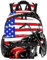 Vintage American Chopper Motorcycle with American Flag Toddler Kid Boys Girls Kindergarten Children Snack Nursery School Backpack