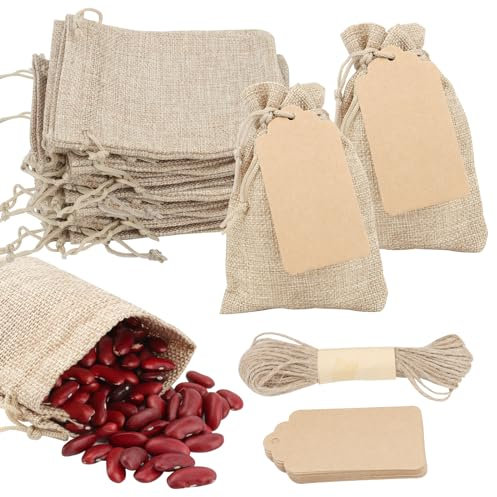 25 Piezas Bolsas de Lino, Bolsas de Lino y Cáñamo, Bolsas de Yute con Cordón, Bolsa de Arpillera con Cordón, Bolsas De Arpillera Para Regalos, Para Fiestas, Joyas, Navidad, Bolsas de Tela (10x14cm)
