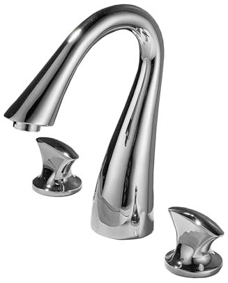 BiaoTeng Robinet De Lavabo 3 Trous chrome Laiton Mitigeur 2 Poignées 3 Trous Robinet Salle De Bain Trois Trous Robinet 3 Trous Lavabo Salle De Bain, chrome