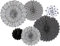 Hanging Paper Fans, 6 Pcs Hanging Ceiling Wall Decor Paper Fans for Festival Carnival Birthday Wedding Graduation Classroom Party Decorations (Black White)