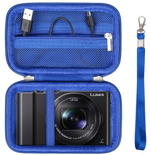 Supmay Camera Case for Panasonic LUMIX DC-TZ99E-K Compact Travel Zoom Camera/LX10 ZS200D ZS200 ZS80D ZS80 ZS100 ZS70 ZS60, Protective Case Bag with Mesh Pocket for Battery Pack, Charging Cable, Blue