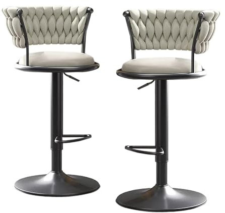 Taburetes de bar Taburetes de bar giratorios, juego de 2 taburetes de bar de altura ajustable para mostrador de elevación aérea, cocina, comedor, cafetería, silla de bar de terciopelo hidráulico con