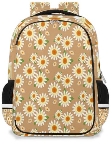 GeMeFv Daisy Flower Multi-functional Backpack, Vintage Floral Laptop Backpack Large Capacity Travel Backpack Work Bag for Women Men, Daisy Flower, 12.6(L) X 6.7(W) X 16.1(H) inch