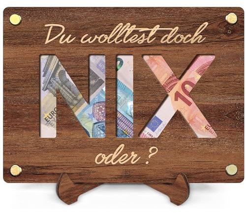 NIX Geschenk - Geld Geschenke aus Holz, NIX - Nichts gewünscht für Geburtstag Reisen Urlaub Hochzeit, Individuelles Lustige Geschenke für Männer und Frauen