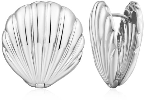LILIE&WHITE Ohrringe Silberne Creolen im Muschel-Design – Elegante Damen-Ohrringe für einen Hauch von Meer, Perfekt für Alltag und Besondere Anlässe