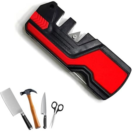 Pocket Knife Sharpener,Multifunctional Portable Knife Sharpener,6-in-1 Pocket Knife Sharpener and Survival Tool with Fire Starter,Whistle,Diamond Sharpening Rod,for Survival Hunting Fishing Camping