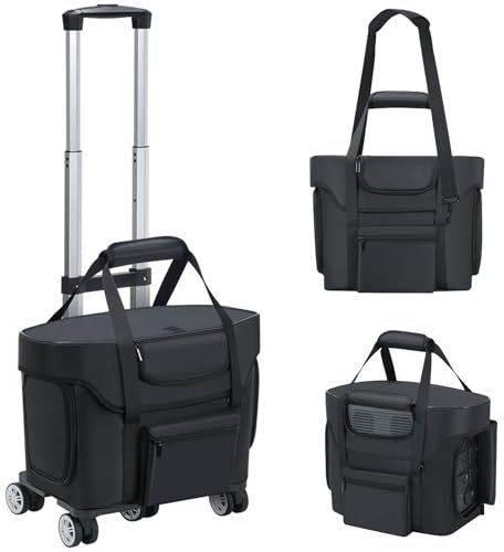 Tragetasche kompatibel mit ECOFLOW DELTA 2 tragbarer Powerstation, Reise-Aufbewahrungstasche für Ecoflow und Zubehör, Powerstation-Tasche mit Rollen und Zugstangen, geeignet für Camping-Essentials