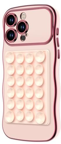 Miss Arts for iPhone 14 Pro Max Case, 14 Pro Max Phone Case with Suction Mount【Hands-Free Strong Grip Holder for Selfies and Videos】 Women Girls Bling Luxury Protective Cover - Pink