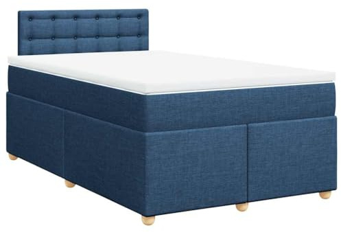 vidaXL Boxspringbett mit Matratze Blau 120x190 cm Stoff