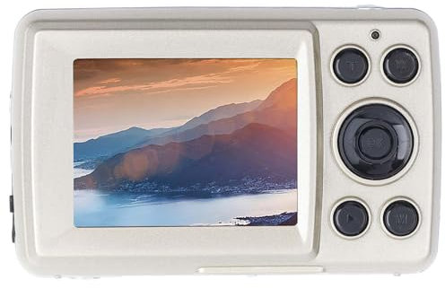 OVAQUIXI Mini HD Digital Video Camera, 5MP 720P 30FPS Camcorder with 4X Zoom & 2.4 Inch Screen, Portable Outdoor Vlogging Camera, 16X Digital Zoom, Fill Light (Gold)