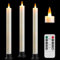 Da by LED Flameless Cone Candle with Remote Timer, 3 pcs Ivory White Battery Powered 3D Flickering False Flame Window Candle