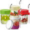 Crystalia Glass Overnight Oats Jar with Spoons, Set of 4 Yoghurt Pots with Lids, 450ml Cereal and Muesli To Go Container, Glass Breakfast Jars Overnight Oats Container, Glass Pots for Overnight Oats