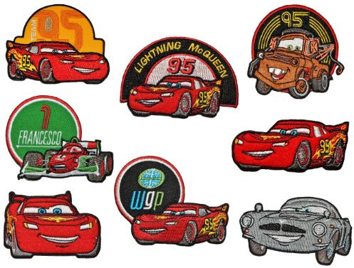 alles-meine.de GmbH 2 TLG. Set: Bügelbilder Cars - Lightning Mc Queen und Freunde - jeweils Circa 7,7 cm * 5,2 cm Bügelbild - Aufnäher Applikation Auto McQueen Nascar Rennauto