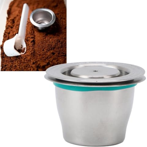 Cápsula de café reutilizable de acero inoxidable con filtro de papel, cuchara y cepillo para cafetera