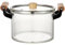 XIUCAI Olla Transparente de Vidrio Termorresistente con Tapa y Mango de Madera｜Esencial para Cocinas y Comedores,3.5L