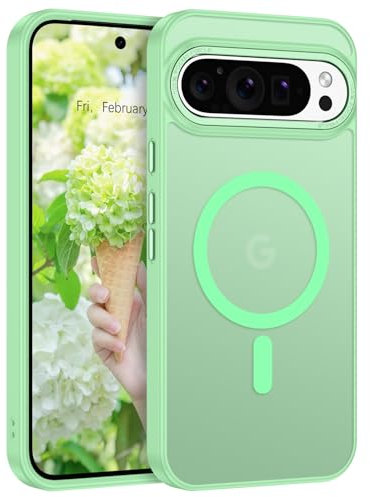 YINLAI Custodia per Google Pixel 9 Pro XL, compatibile con MagSafe, cover magnetica, trasparente, opaca, antiurto, per Google Pixel 9 Pro XL da 6,8, verde Matcha