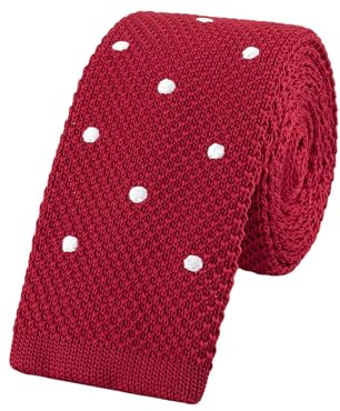 WANYING Herren 5,5cm 2,17 Gepunktete Schmale Krawatte Strickkrawatte Gestrickte Krawatte mit Quadratische Enden Narrow Knit Tie Retro Vintage Trendy Sportlich Casual Büro - Gepunktet