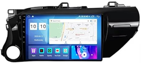 10 Zoll Bildschirm Doppel Din Autoradio Mit GPS Navi Für Toyota Hilux 2015-2022 Android 15 Autoradio GPS Unterstützen DAB+ Lenkradsteuerung 4G WiFi Bluetooth Carplay,4 Core WiFi 2G+32G