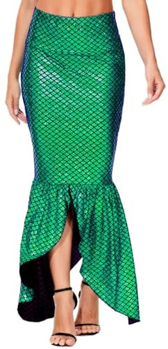 Arankhiger Damen Meerjungfrau Kostüm Karneval Glänzend Meerjungfrauenflosse Rock Mermaid Partykleid
