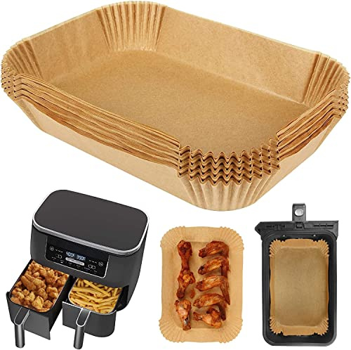 Air Fryer Liners for Ninja Dual Zone, 120 Pcs Parchment Paper Trays Liner, Oilproof & Heat Resistant Basket Liners Compatible with Ninja AF300UK AF400UK SL400UK AF500UK & Other Dual Air Fryers