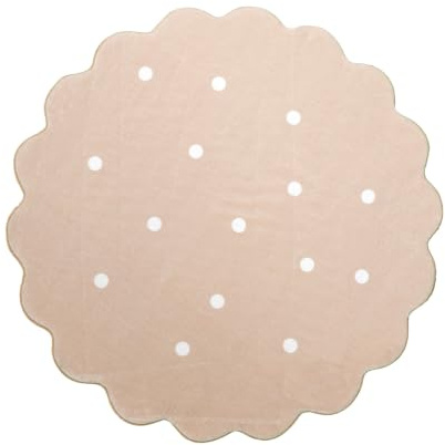 Little Olly Teppich Kinderzimmer Rund - Cloudy Dots Beige - Ø 80cm | Dots - Krabbeldecke - Spielmatte - Children's room - Jungen - Mädchen