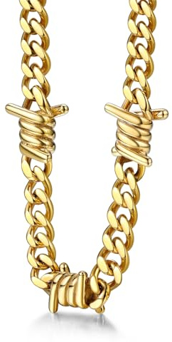 Bestyle Halskette Herren Stacheldraht Panzerkette Dornen Edelstahlkette Hip-Hop Punk Gothic Kubanische schmuck männer Verlängerungskette