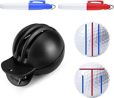 Ymhapp Lichtbeständiger Golfball-Liner, fortschrittliches Design, Ballmarkierungswerkzeug | 1 Ausrichtungswerkzeug mit 2 Golfball-Stempelmarkern, Golfballausrichtung mit müheloser Markierung für Golf