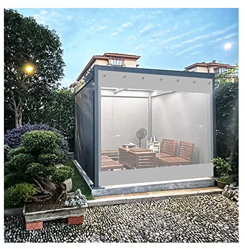 HAEGDFD PVC Clear Tarpaulin Outdoor Curtains Waterproof Anti-aging Foldable 0.6mm Thick for Outdoor Furniture Balconies Pergolas(2.5x4m(8.2x13.1ft))