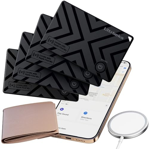 Ultra-Thin MFi Certified Wallet Trackers with 1 Wireless Charger | Compatible with Apple Find My | Slim Design for Wallets, Keys, Bags-4pcs