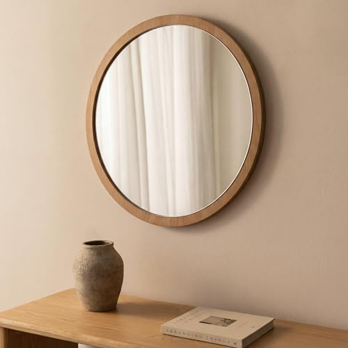 MCA Spiegel HWC-P55 Massiv-Holz Glas 40cm, Eiche