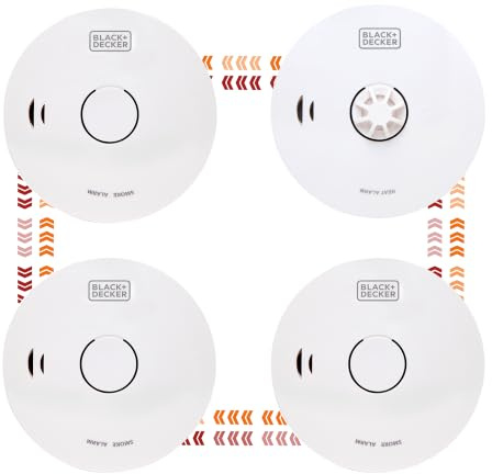 BLACK+DECKER - CONNECTED 3 Smoke Alarms And 1 Heat Alarm Bundle | Wireless Interlinked, 10 Year Lithium Battery for Home. Easy Install Optical Smoke Detector And Heat Detector. BS Compliant