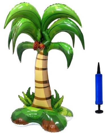 Inflatable Palm Tree 125cm Tree Balloon with Pump, Beach Party Decorations, Tropical Party Decorations & Summer Decorations for Hawaiian Beach Parties
