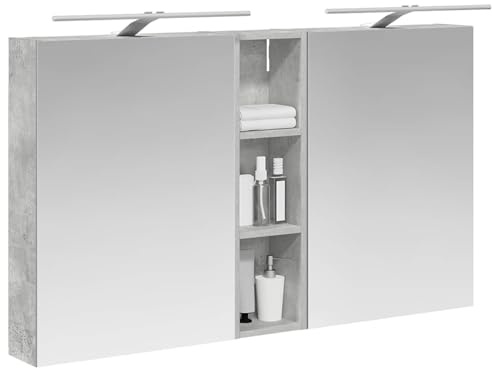 vidaXL Badezimmerschrank-Set 3 pcs 120 x 14,5 x 70 cm Holzwerkstoff, Badezimmer-Schrank, rechteckiger LED-Spiegel, moderner Wand-Organizer, praktischer Platzsparer